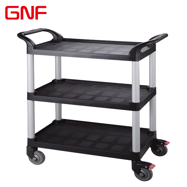 GNF 3 layer restaurant food trolley service cart mobile cleaning trolley cart with wheels