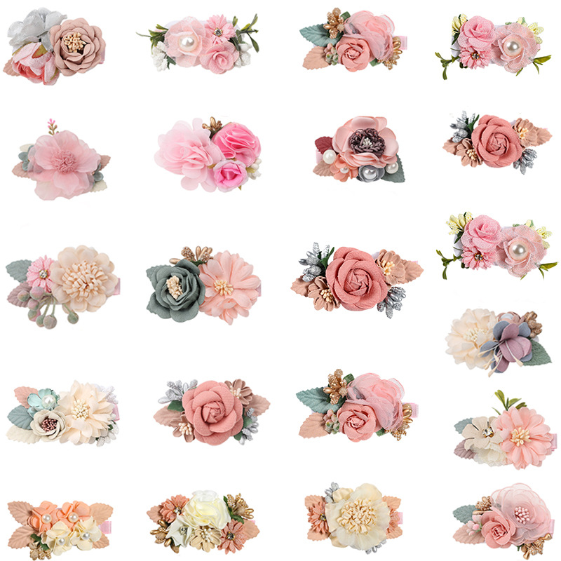 2021 Amazon launched a set of three pink hair simulation flowers hair accessories princess all-match fresh natural cute hairpin