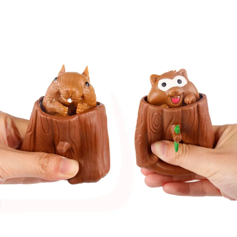 Newest TPR Animal Squeeze Squirrel Squishy Poppers Fidget Toys For Kids