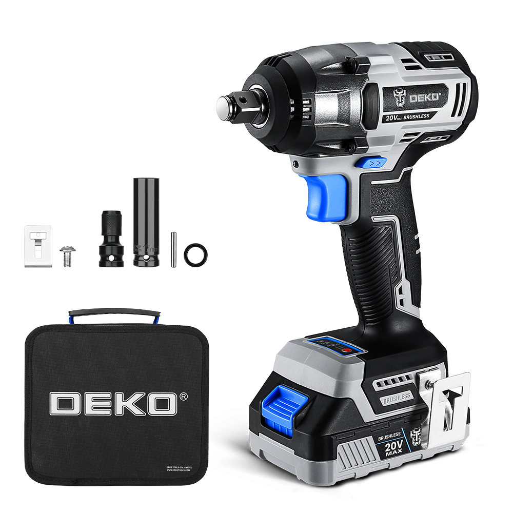 DEKO-Cordless Impact Wrench, DKBW20XL01-HS2, 20V, 1500mAh Li-ion Battery, 13 мм Anvil Electric Drill