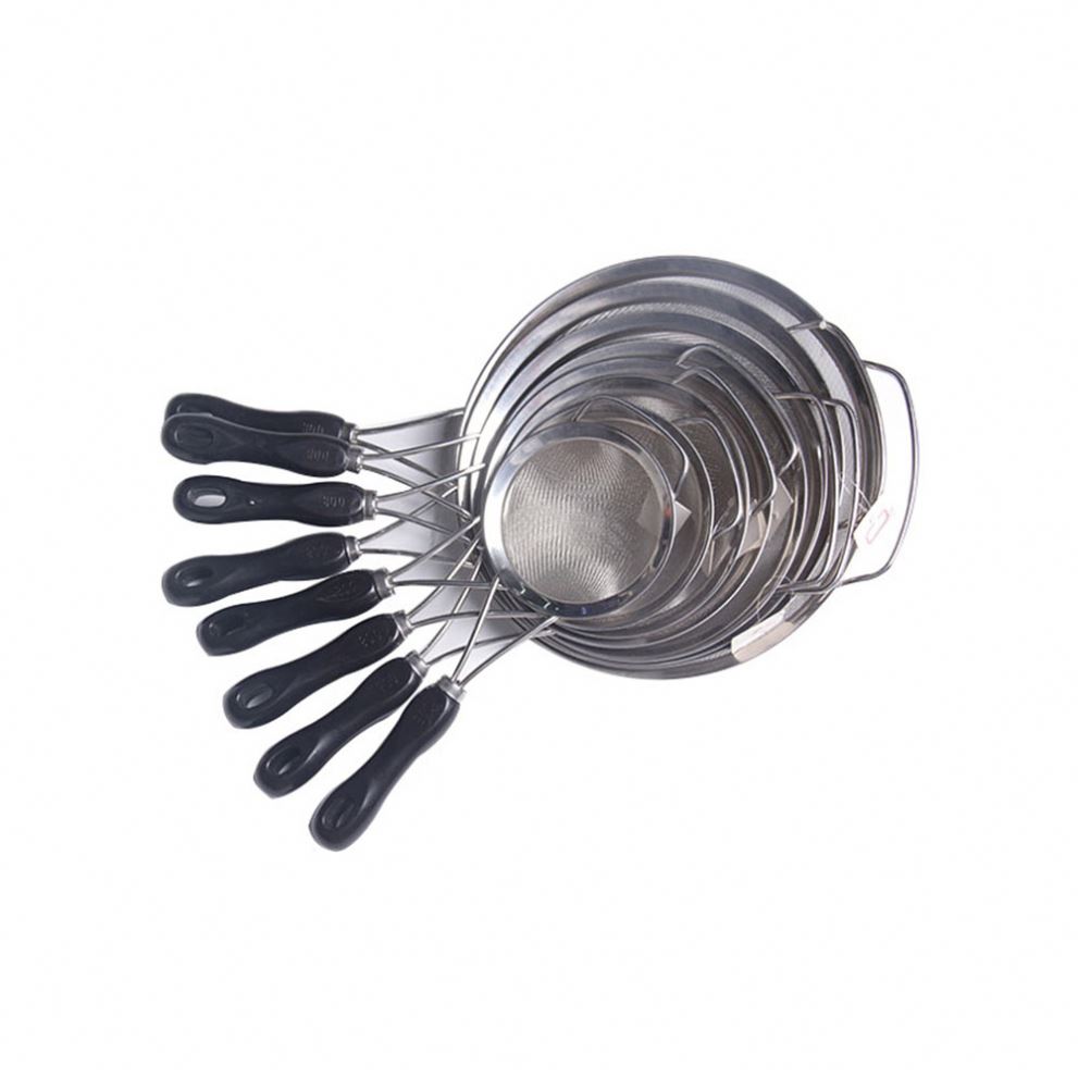 Handle Fine Strainer Metal Strainer Kitchen Utensil Black Stainless Steel Colanders & Strainers Stocked