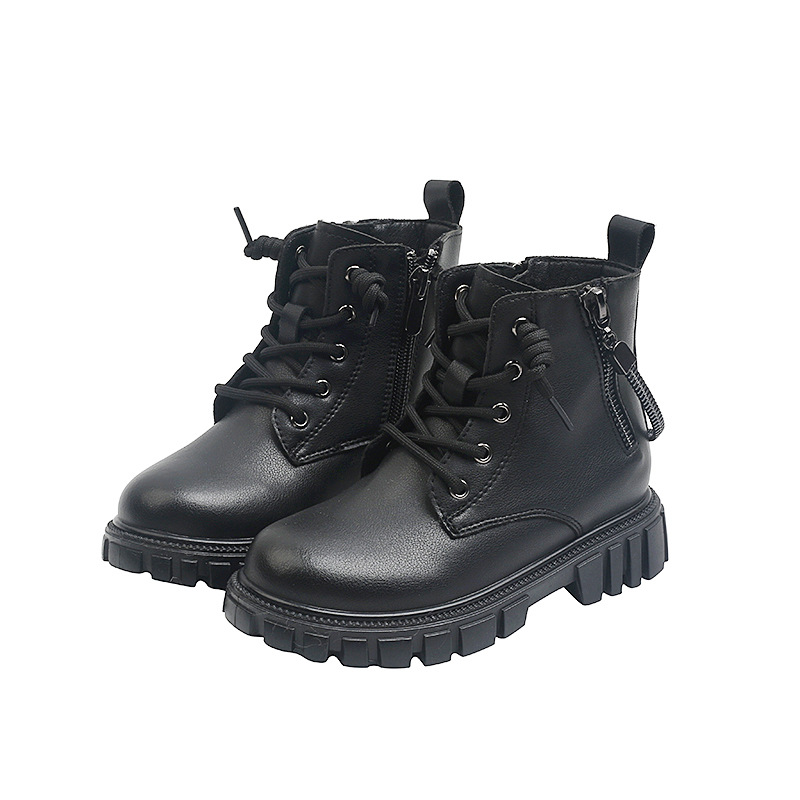 Unisex-Child Fashion Autumn Winter Martin Boots Toddler Little Big Kids Side Zipper Ankle Combat Boots Boys Girls Warm Shoes