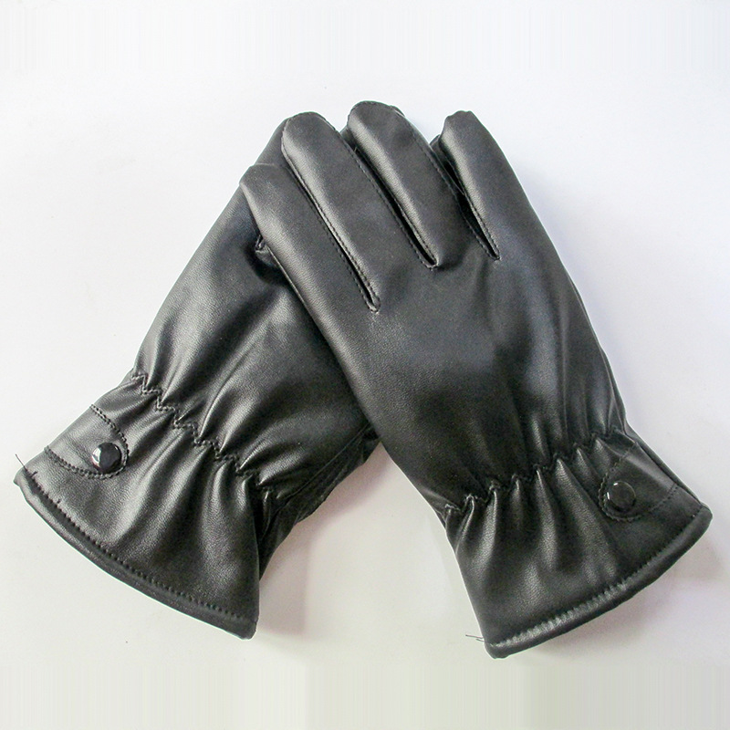 Cheap Men Women Black Full Finger PU Leather Winter Driving Riding gloves