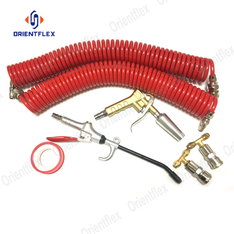 Truck Quick Connect Polyurethane Dust Blower Coil Coiled Pneumatic Air Hoses Air Blow Gun For Trucks
