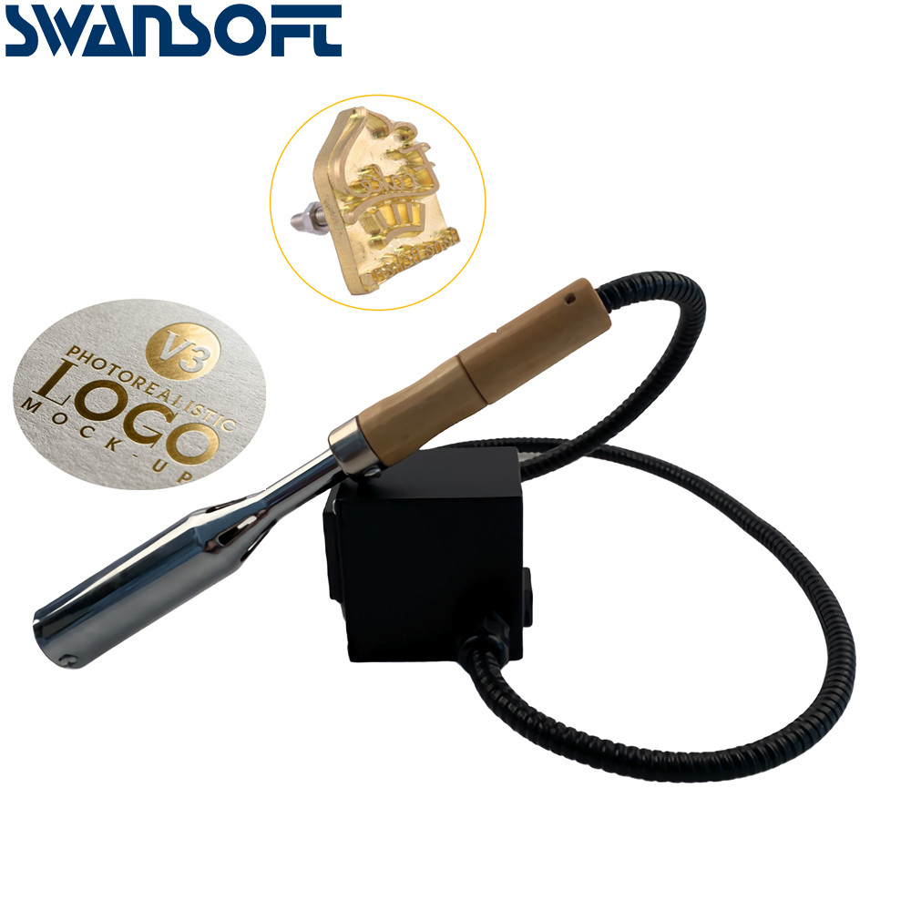 Бронзовая машина SWANSOFT, цифровая маркировочная бумага, деревянный портативный логотип 300 Вт, PU 7x7 см, 110 В, тиснитель
