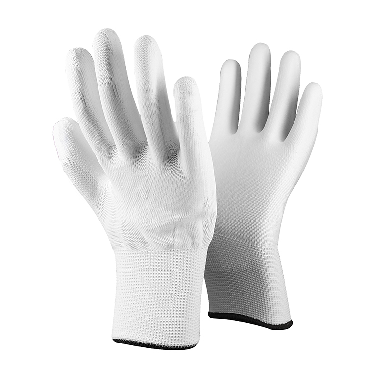 Best Selling DIY Gloves 13G White Pu Coated Gloves With Nice Anti Slip Performances Breathable Back