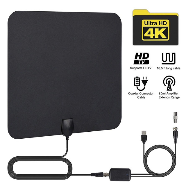 Amplified Digital Indoor TV Antenna HDTV High Gain ATSC dvb-t2 50 Miles Signal