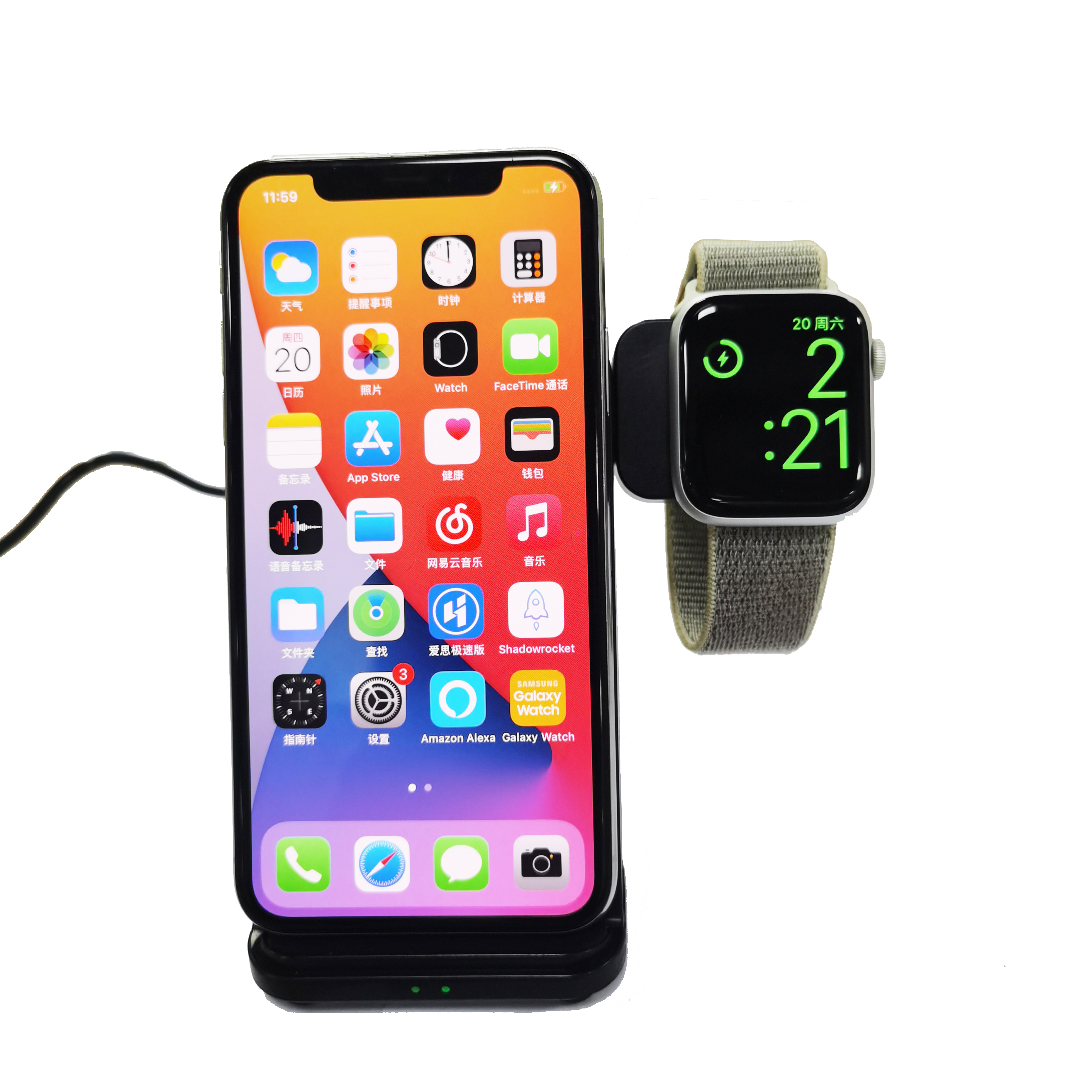 Беспроводная зарядная подставка 3 в 1 для iphone, apple watch, беспроводная зарядная станция