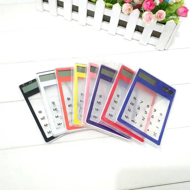 Kpop Promotional Creative Design 8 Digits Transparent Ultrathin Mini Cute Student Solar Pocket Calculator For Study And Office