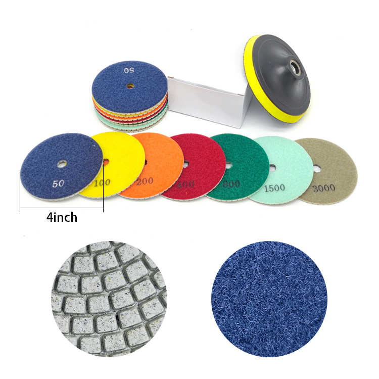 TACAR 100MM 7step flexibl wet diamond stone marble granite concret resin polish pads set