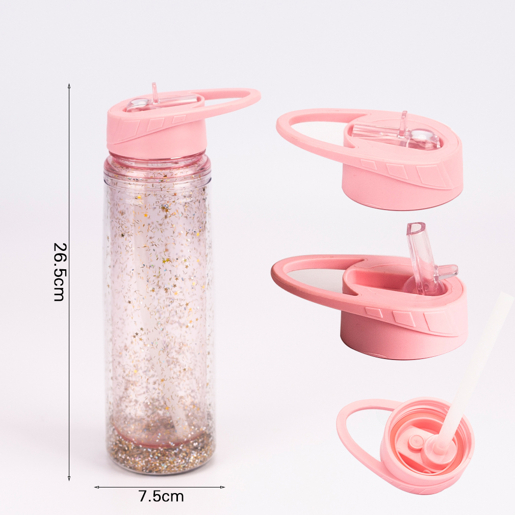 2020 Amazon DIY 2 слоя bling tritan пластиковая бутылка для воды с блестками 500 мл