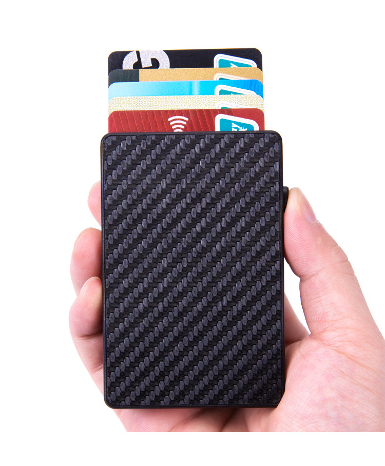 Ultra Slim Minimalist Carbon Fiber Wallet Custom Mens Bifold Rfid Blocking PU Leather Money Clip Wallet For Business