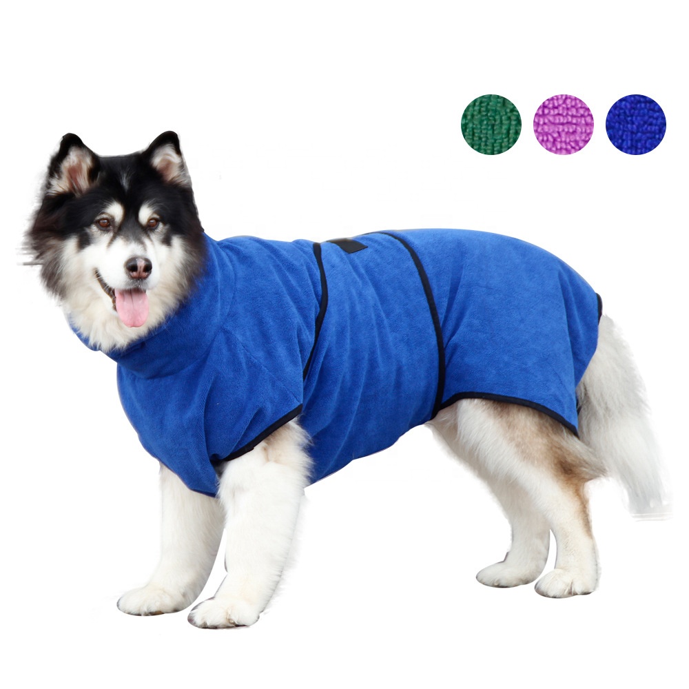 Custom Dry Absorbent Pet Bathrobe Thickened Microfiber Pet Bath Towel for Large and small dogs