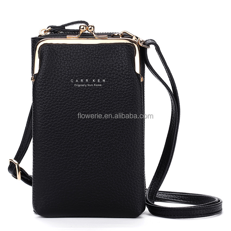 Wholesale high quality luxury large capacity mobile phone women messenger wallet mobile phone bag
