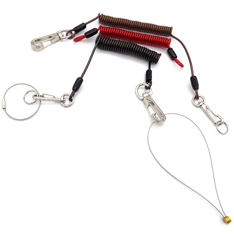 C-pin spring tool lanyard tool tether with tether tape with large D Ring to create an instant attachment point on any small hand