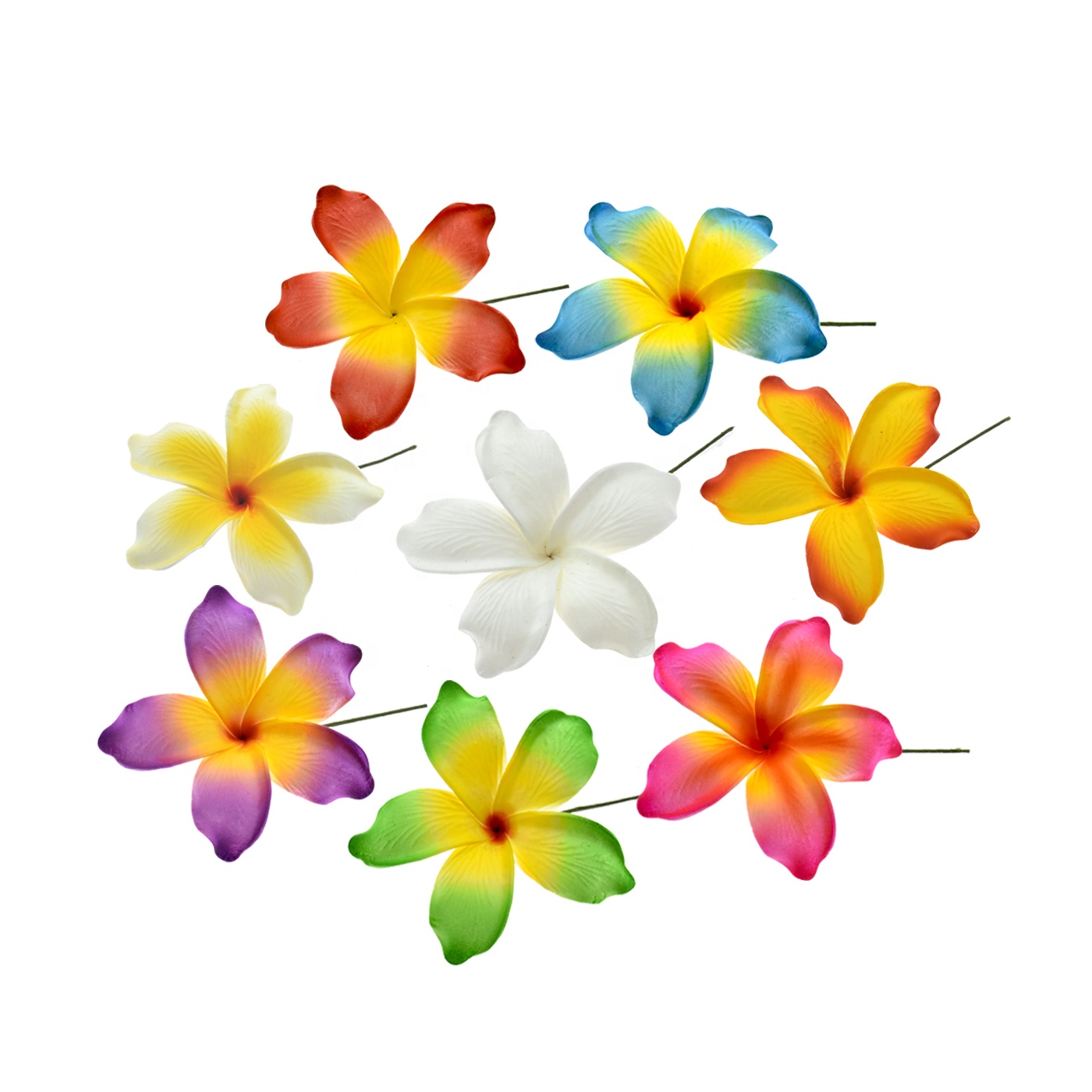 Vacation Hair Accessory Painting Colorful Hawaii Foam  Flower Ears with Stem Flowers Wedding Party Jewelry