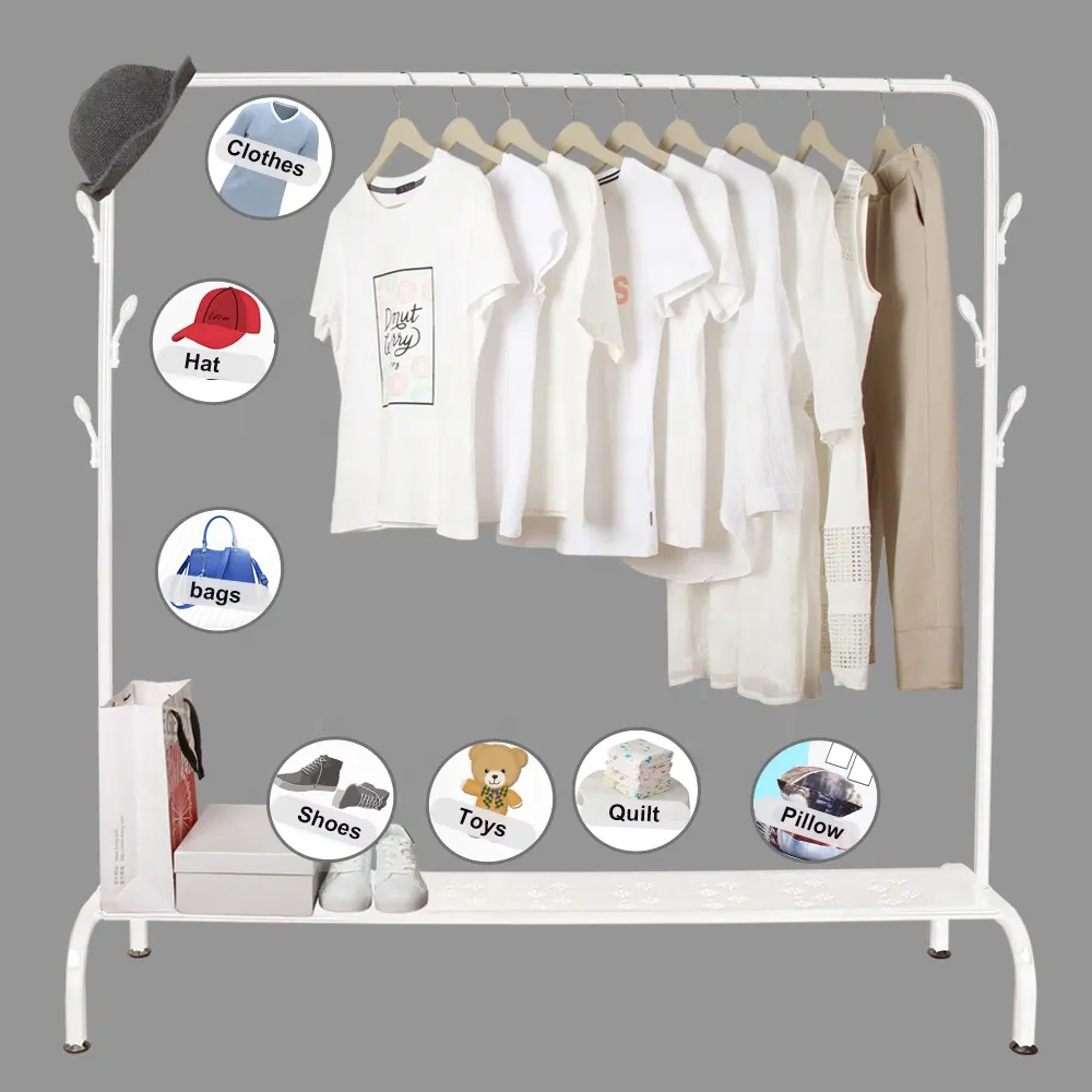 Metal Freestanding Clothes Stand Garment Organizer Closet Cloth Rack