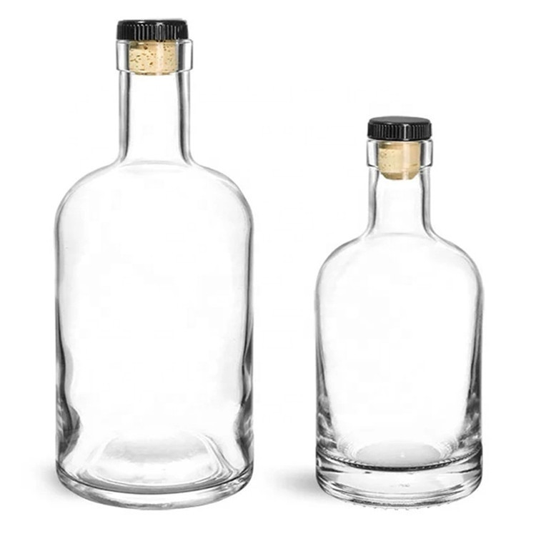 Unique Round Thick Base Gin Vodka Bottle 700ml Liquor Custom Liqueur Glass Bottles