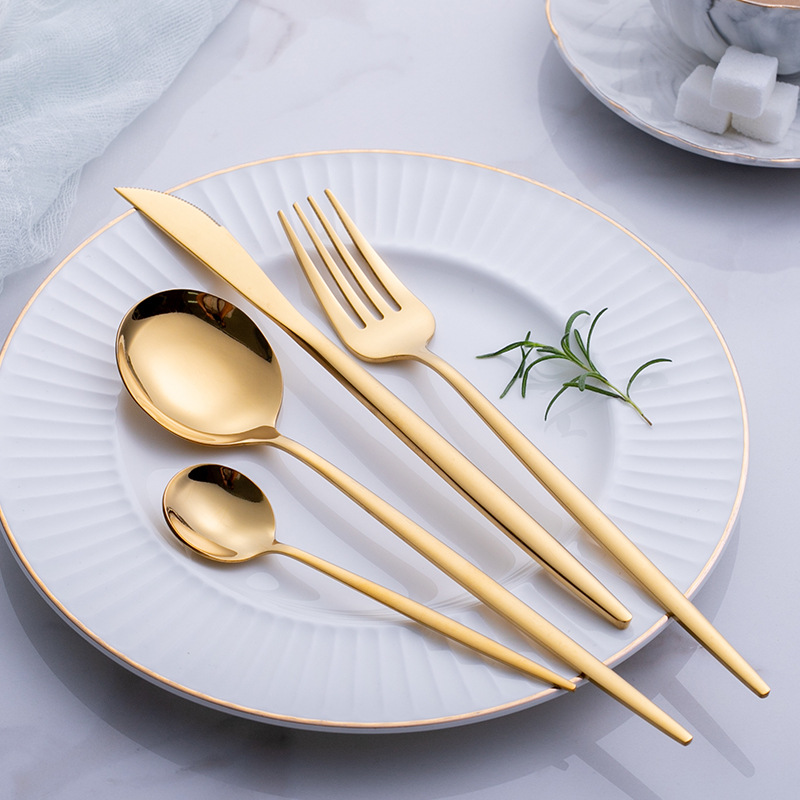 Amazon Top Sales knife spoon fork set gold flatware set wedding stainless steel cutlery set