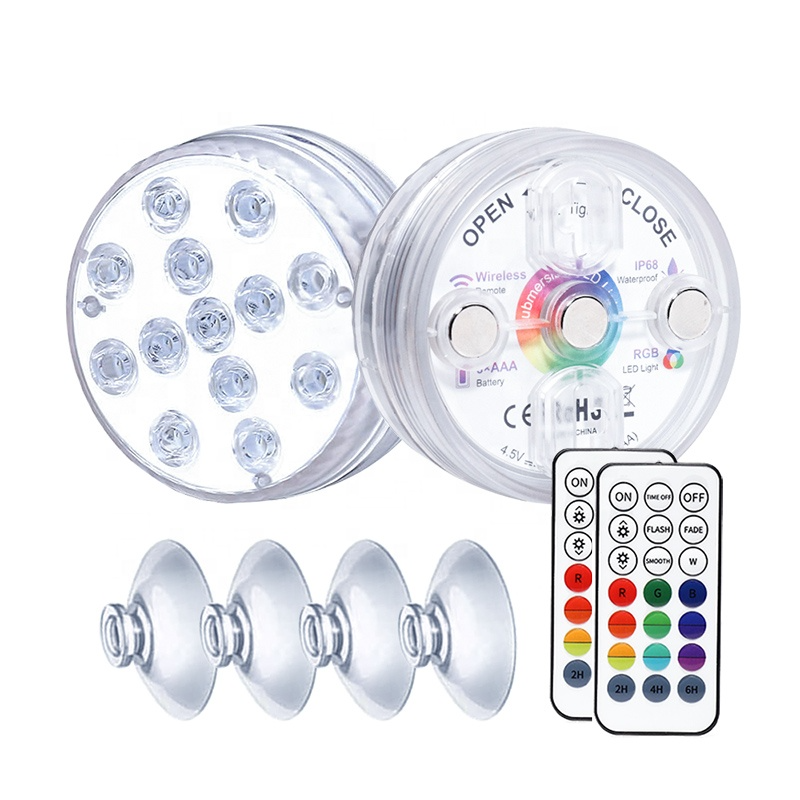 Battery Under Water Ip68 Waterproof Suction Cup Swimming Pool Light Led Underwater Light Submersible Led Light Remote Controlled