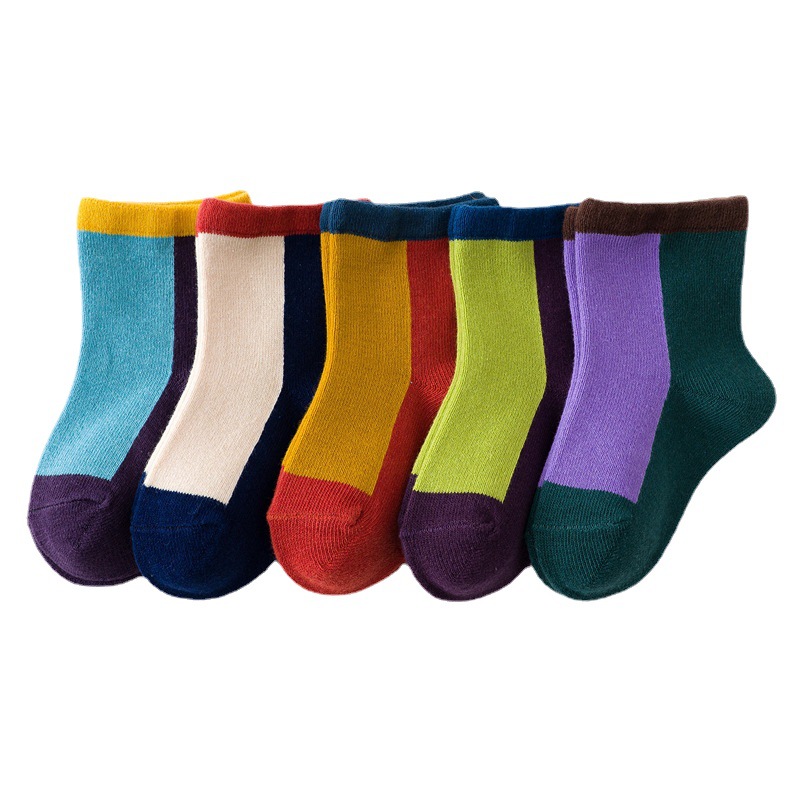 Hot selling good quality new arrival cute personality kids fashion striped crew multicolor baby socks for all seasons