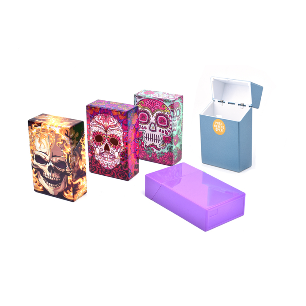 funny smell proof logo printed Skull abs plastic acrylic custom cigarette box case