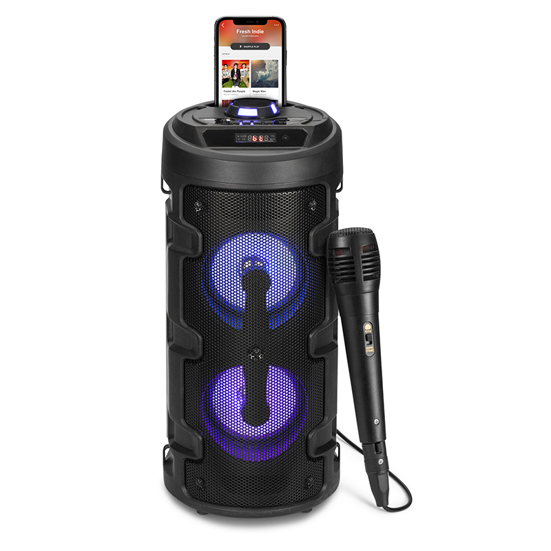 Best Selling Dual 4 inch Portable Professional Audio Rechargeable Sound Box with LED Light BT Party speaker with mic