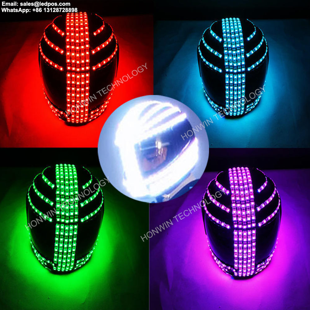 Цветной светодиодный шлем RGB, маска-монстр, светящаяся шапка-робот, танцевальная одежда, шапка, шлем для выступлений, светодиодные костюмы, костюмы для вечеринок, шоу