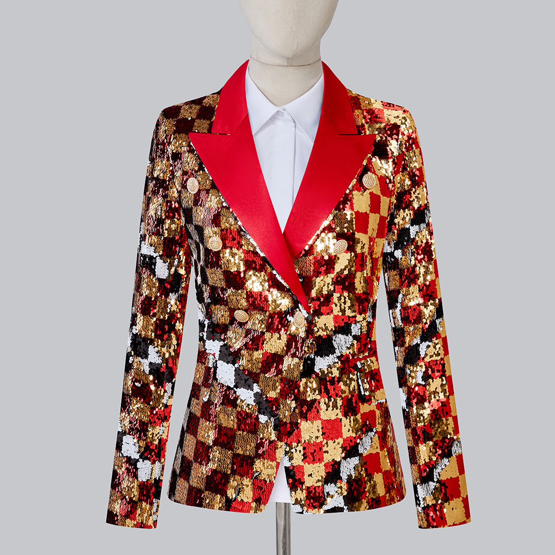 2808 European Style Ladies Sequined Suit Jacket Spring Autumn Women Blazer Coats Heavy Work Suit Coat