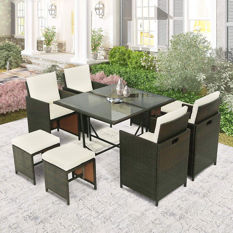 Rattan Outdoor Coffee Cafe Chair 9 in 1 Outdoor Table Outdoor Places Rattan / Wicker Modern Waterproof