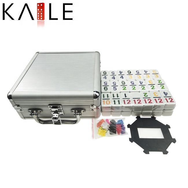 Kaile wholesale Mexico trains double 12 digital domino game set with nummber in aluminium box for funny entertainment game