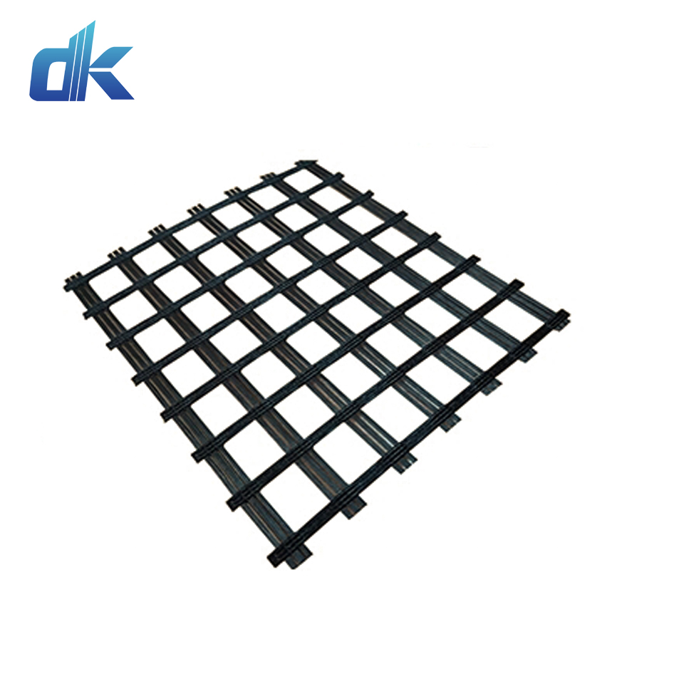 Dingkun 30kn 100knm 200 kn polyester biaxial polyester fiberglass geogrid