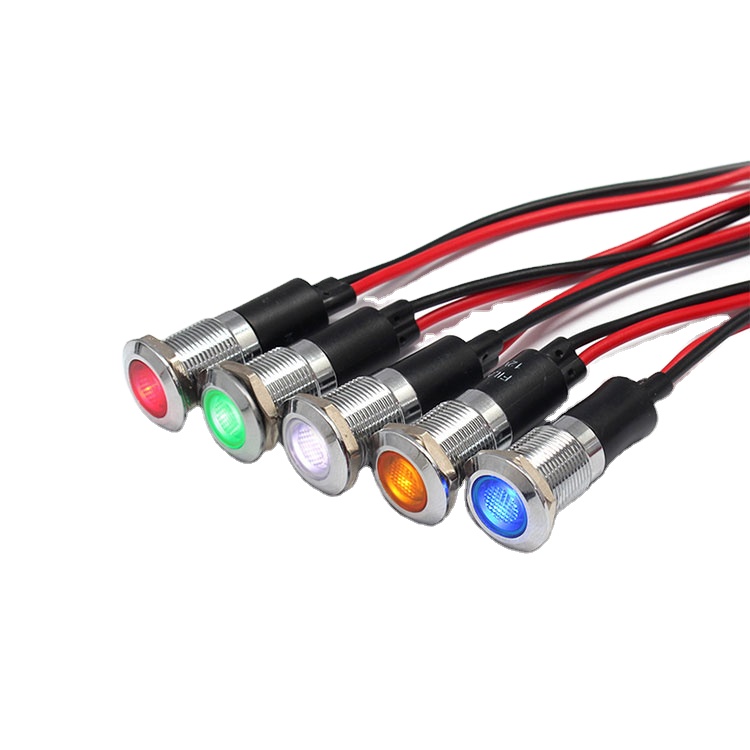 12mm Waterproof Warning LED Metal Indicator Pilot Light Signal Lamp 6V 12V 24V 220V Machine Car Boat Working PC Power