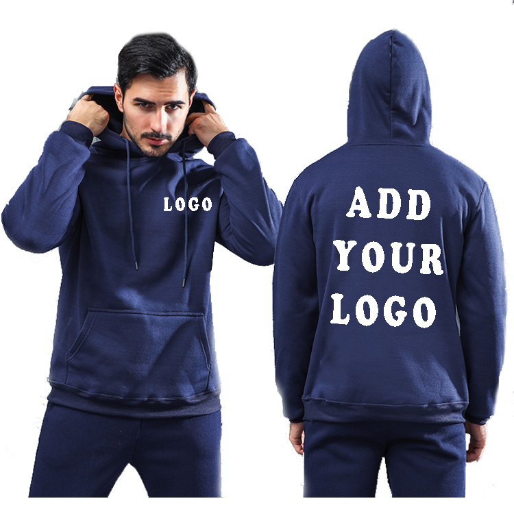 Tracksuit Men Fashion Hoodies Men Suits Solid Sets Men Sweatshirts Sweatpants Spring Winter Fleece Hooded Pullover 2 Pieces Set