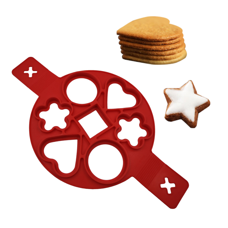Nonstick 7 Hole Fried Egg Pancake Maker Cooking Tool Round Star Square Heart Shape Silicone Fried Egg Mold Kitchen Baking Tool