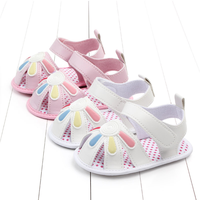Wholesale 0-1 year old small flower baby sandals soft sole rubber sole baby shoes soft sole shoes