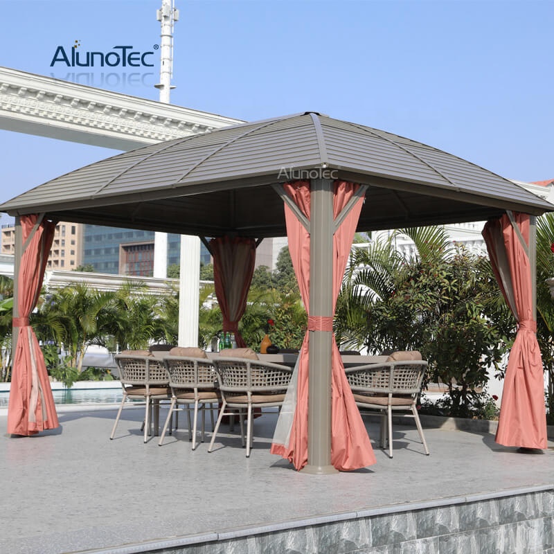 OEM Water-resistant Garden Furniture Aluminum Shed Double Tier Top Roof Cheap Outdoor Hardtop Gazebo