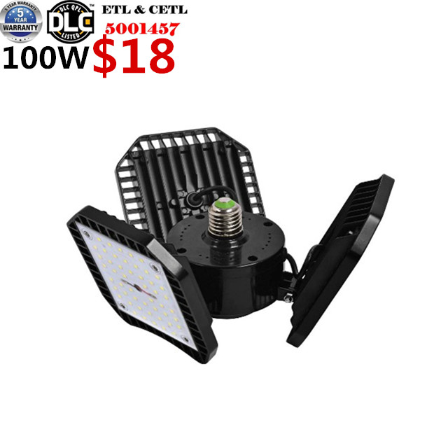 ETL одобренный CRI 80 12000lm 80W 100W гараж Led магазин светильник деформируемый светодиодный гараж потолочный светильник с 3 регулируемыми панелями