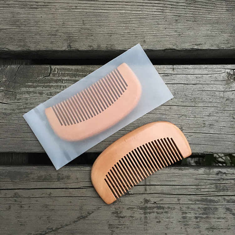 Private Label Pocket Size Natural Peach Wood Beard Comb For Travel