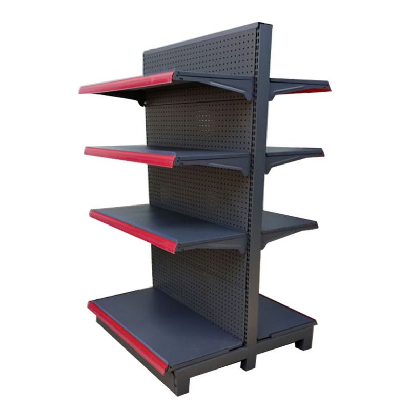 Double-Sided Supermarket Shelves Commercial Super Shelves Frosted Gray Gondola Shelves