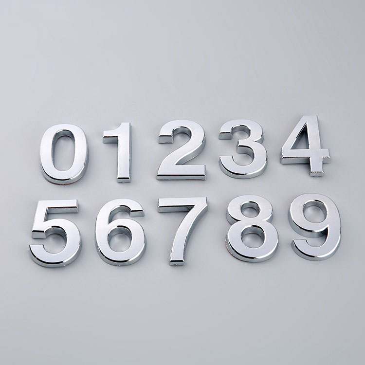 Modern Silver ABS Plastic Door Number Sign Hotel House number Address Sticker Plate Sign