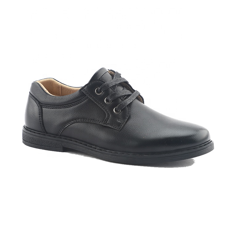 Children's Lace-up PU Waterproof Casual Shoes Pointed Toe Business Dress Shoes