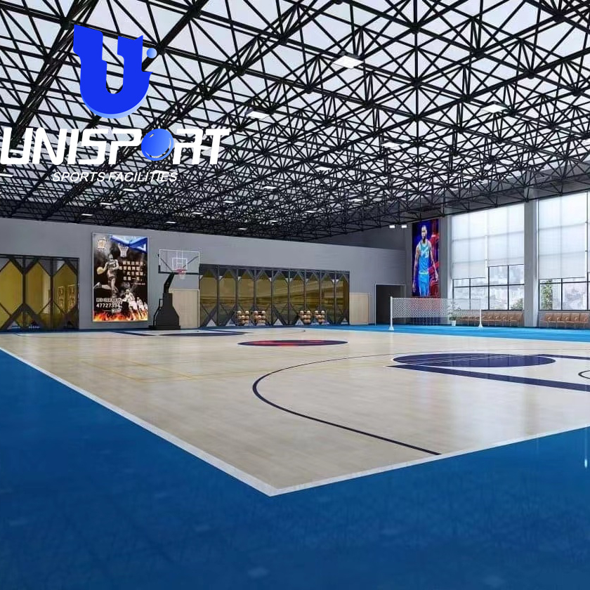 Оптовая продажа, баскетбольный пол UNIsport из ПВХ с деревянным полом, спортивная площадка для помещений