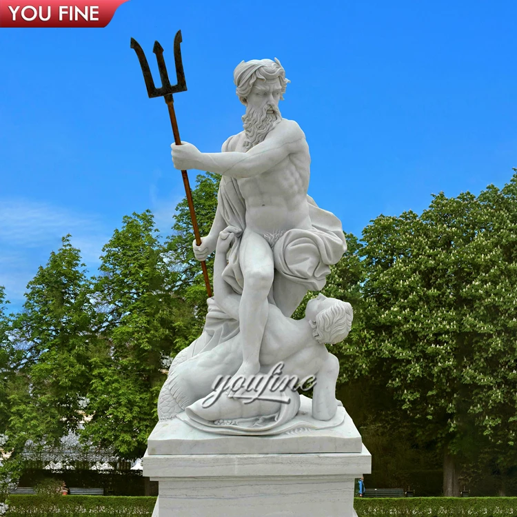 Classic Ancient Marble Poseidon Greek God Sculpture