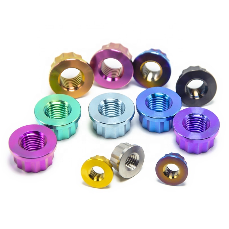 TITST Titanium Nut M5 M6 M8 M10 M12 Bi Hex Flange 12 Point Nuts for Motorcycle Retrofit svrews