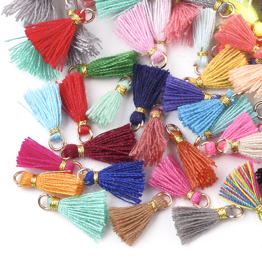 Pandahall Light Gold Metallic Cord Polycotton Tassel Pendant