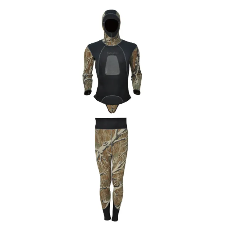 Men's Swimming Diving Spearfishing Camouflage Wetsuits 2 Pieces Wetsuit With Hood For Fishing