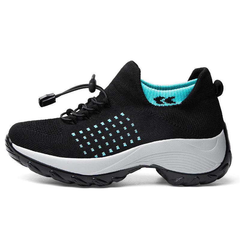 chinese fast ship fly knit with tpu outsole wedge Platform large size chunky sock sneakers winter breathable mesh sport shoes