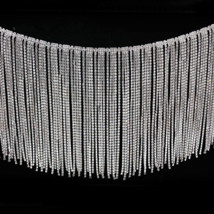Sewing On Tassel Cup Chain Crystal Rhinestone Chain Fringe Trims