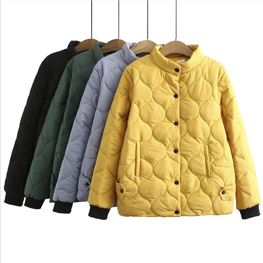 Large Size Women Cotton Padded Parkas 2021 Fashion Winter Stand up Collar Single breasted Jackets Thick Warm Coat